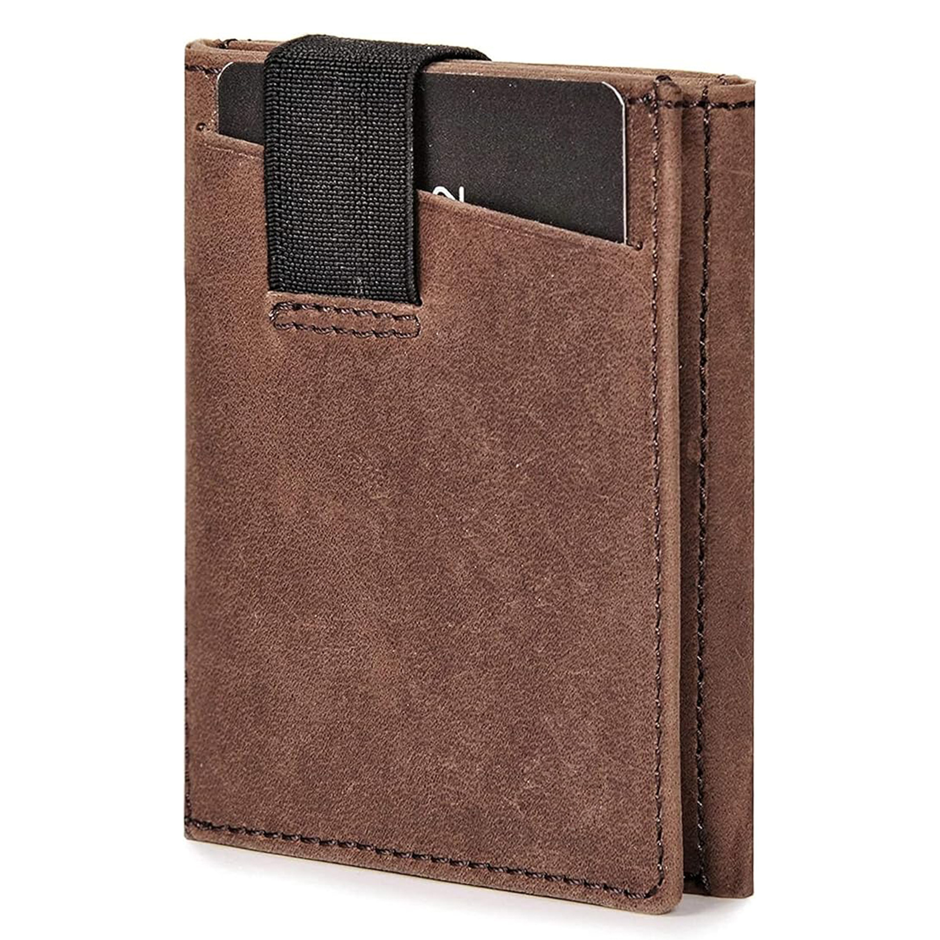 Cartera multi-tarjeta ultrafina transfronteriza personalizada para hombres con bolsa de tarjetas elástica RFID anti-robo multifuncional cartera de cuero