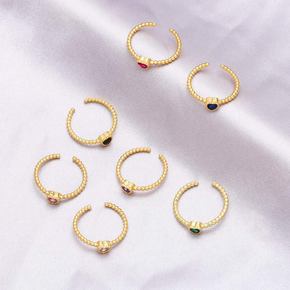 Holiday Occasion Copper Material Fashion Heart Shape Copper Inlay Zircon Open Ring 1 Piece