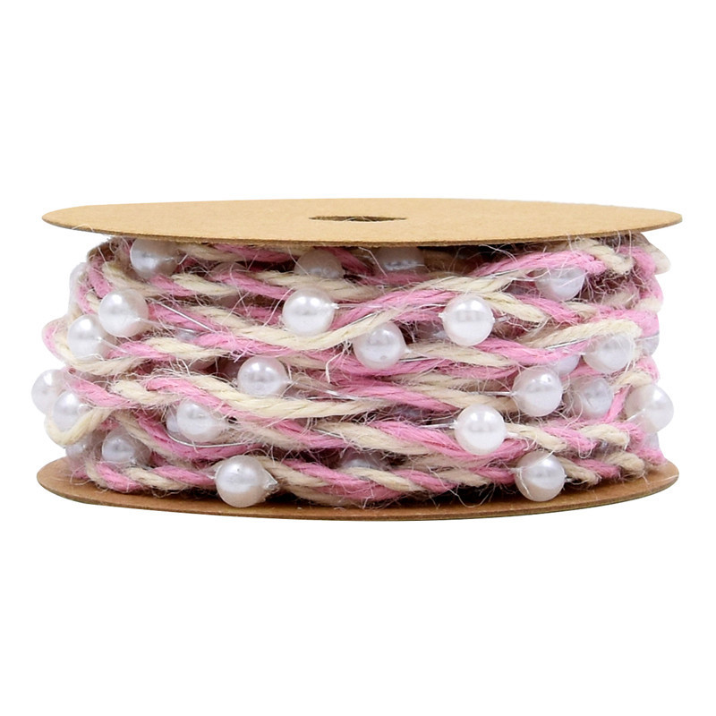 Nuevo transfronterizo tejido a mano contraposición corda de cáñamo flor de jardinería embalaje de regalos de cadena de cuentas con alambre de hierro 5 metros