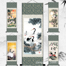 客厅办公室书房挂仙鹤百鸟图松鹤朝阳丝绸画 卷轴国画