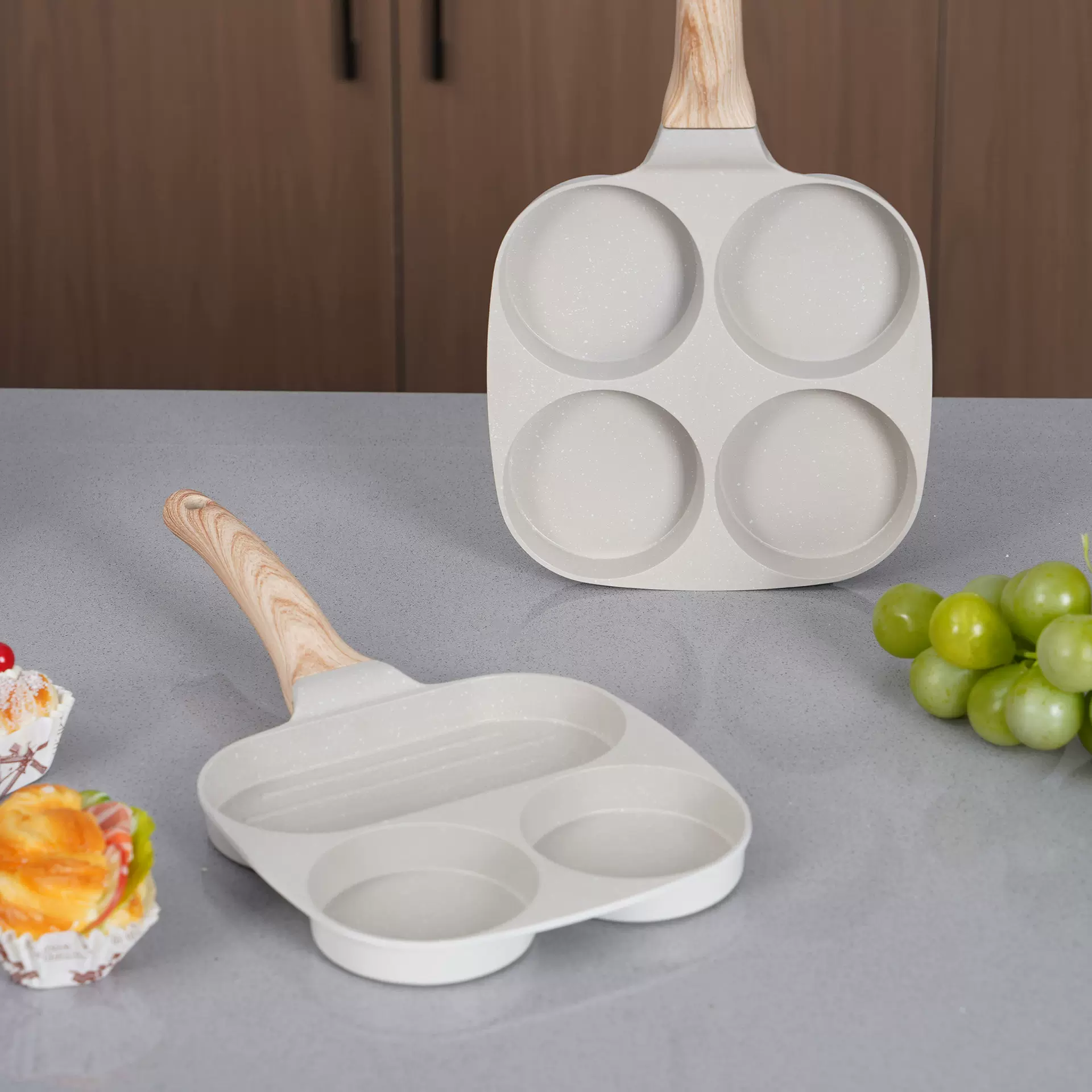 麦饭石不粘锅四孔平底鸡蛋汉堡电磁炉家用早餐迷你煎蛋锅现货批发