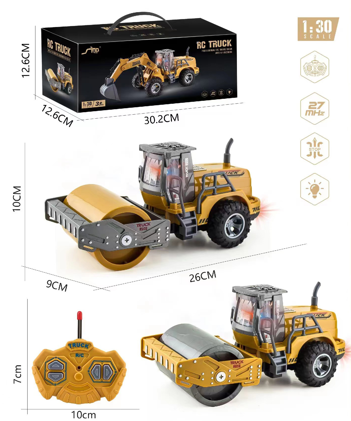Juguetes para niños transfronterizos de cuatro vías de seis vías de control remoto excavadora Vehículo de Ingeniería Eléctrica Dirt Car roller Toy car RC