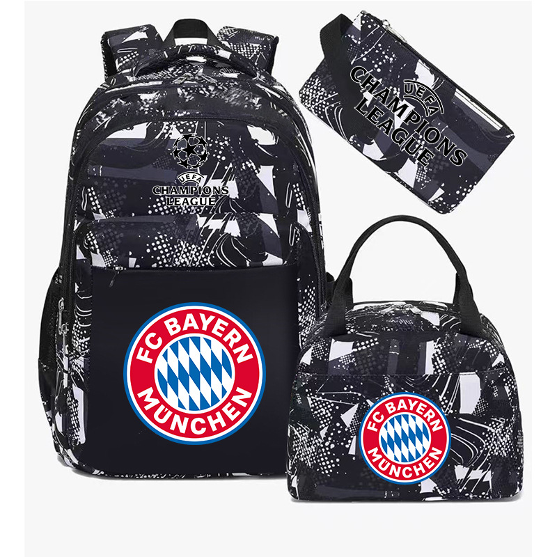 Aficionados al fútbol del Real Madrid Chelsea estudiantes de primaria alrededor de la mochila del Bayern mochila de tres piezas de gran capacidad