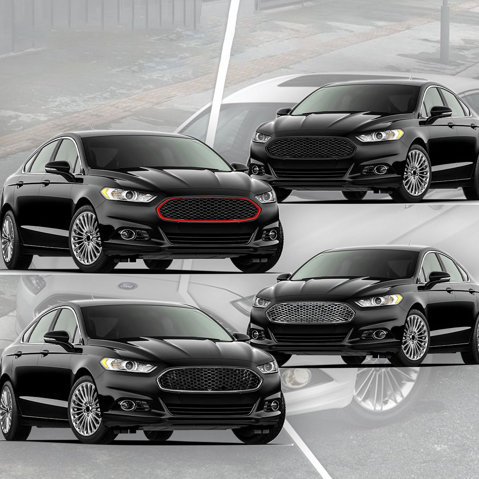 Suitable for Mondeo Fusion 2013-2016 Honeycomb Glossy Black Front Grille Cross-Border