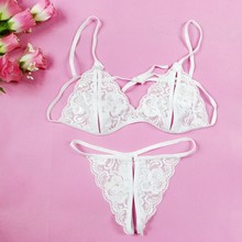 性感诱惑·骚气情趣内衣蕾丝透明三点式女式露乳开档套装情趣内衣