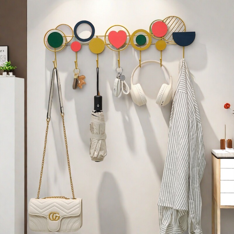 Wall-mounted Coat Hook Light Luxury Clothes Hanging Hook Creative Wall Hallway Decoration Hook Punch-free Iron Wall Hanging Storage