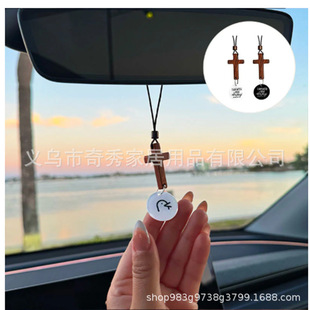 Cross-Border New Product Scripture Cross Car Ch Rearview Mirror Hanging Cross Ornament Without Nfc Pure Pendant