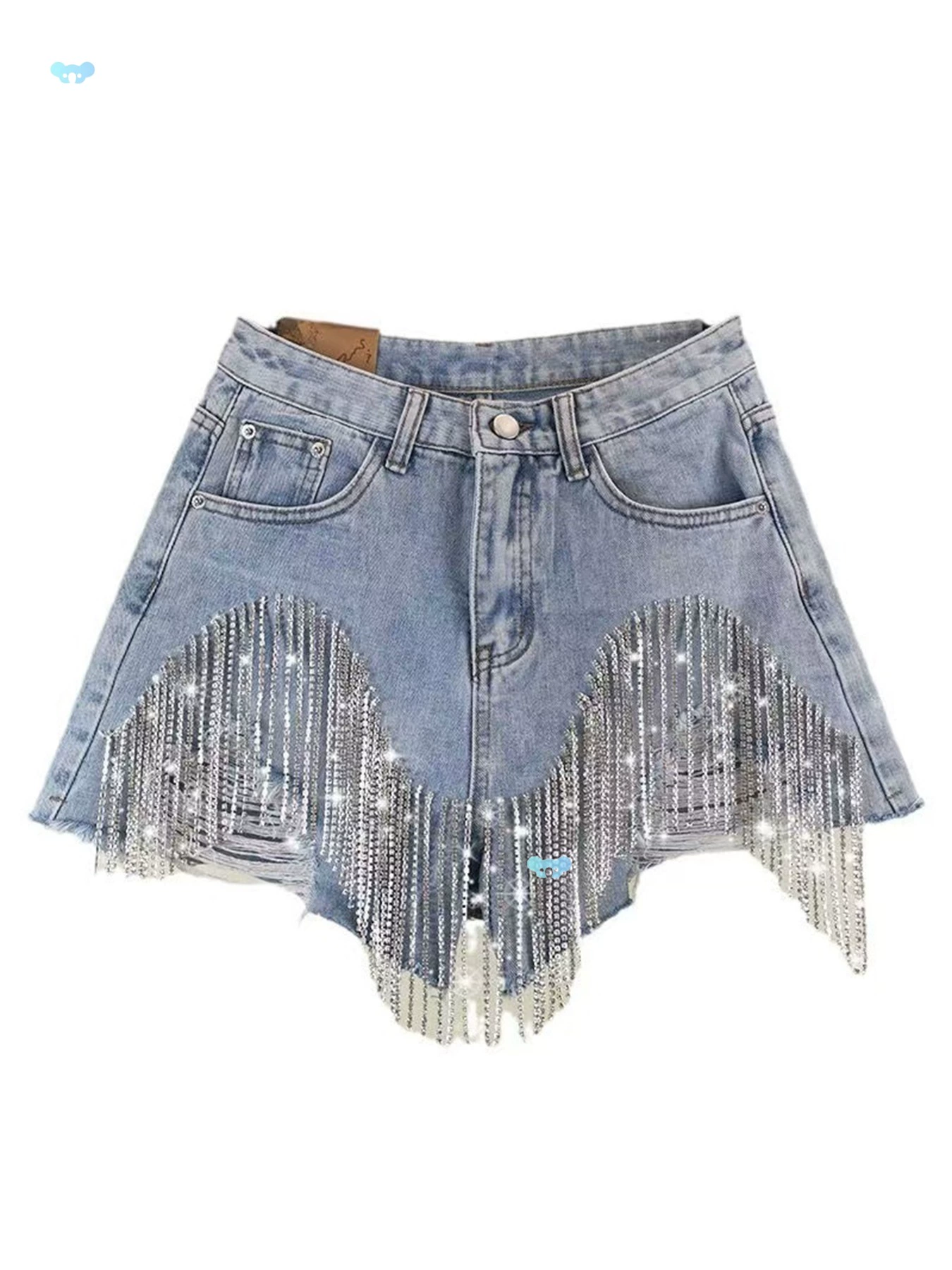 Женские шорты в стиле Y2K с рваными кистями и цепочкой