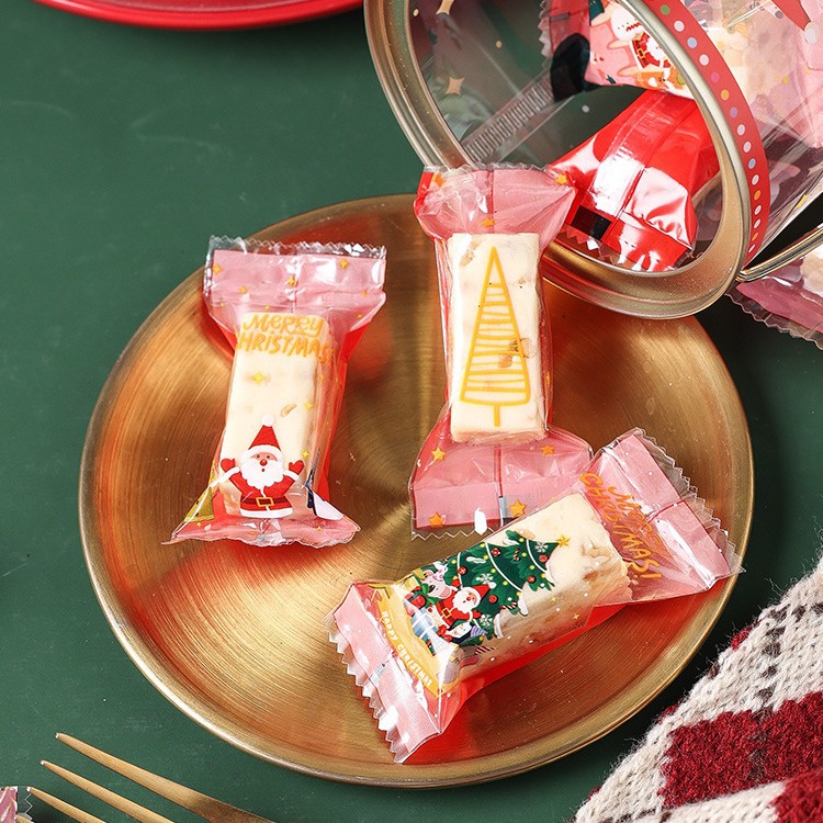 圣诞牛轧糖包装袋机封袋外包装杏仁饼干奶枣喜糖家用烘焙密封袋