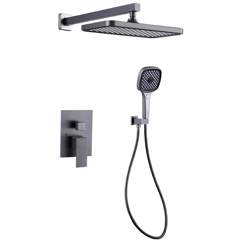 Traje de ducha de pared gris de pistola dividida de cobre transfronterizo oculto ducha de baño presurizado