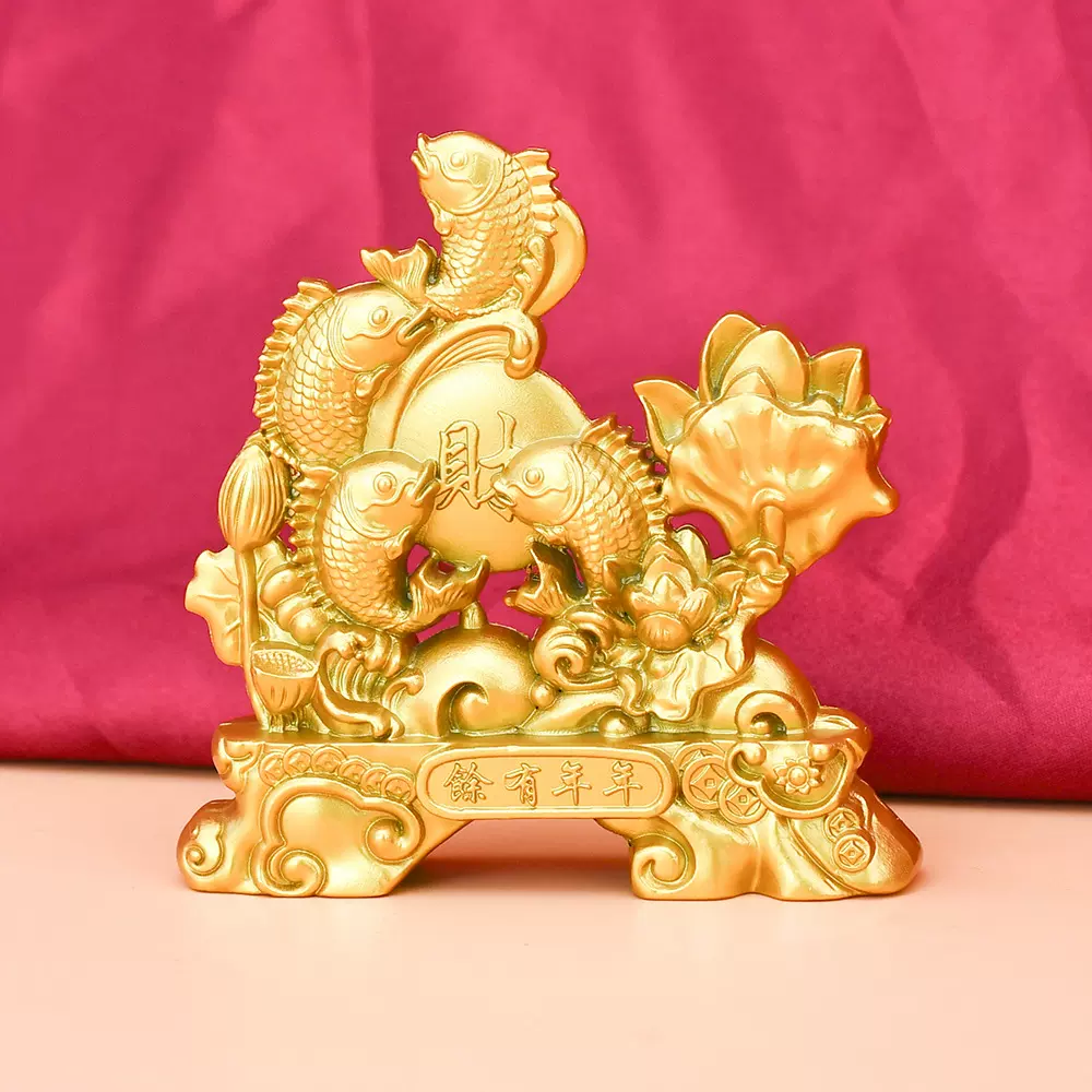 厂家直销蒸蒸日上沙金摆件 金属工艺品乔迁新居桌面摆件年年有余