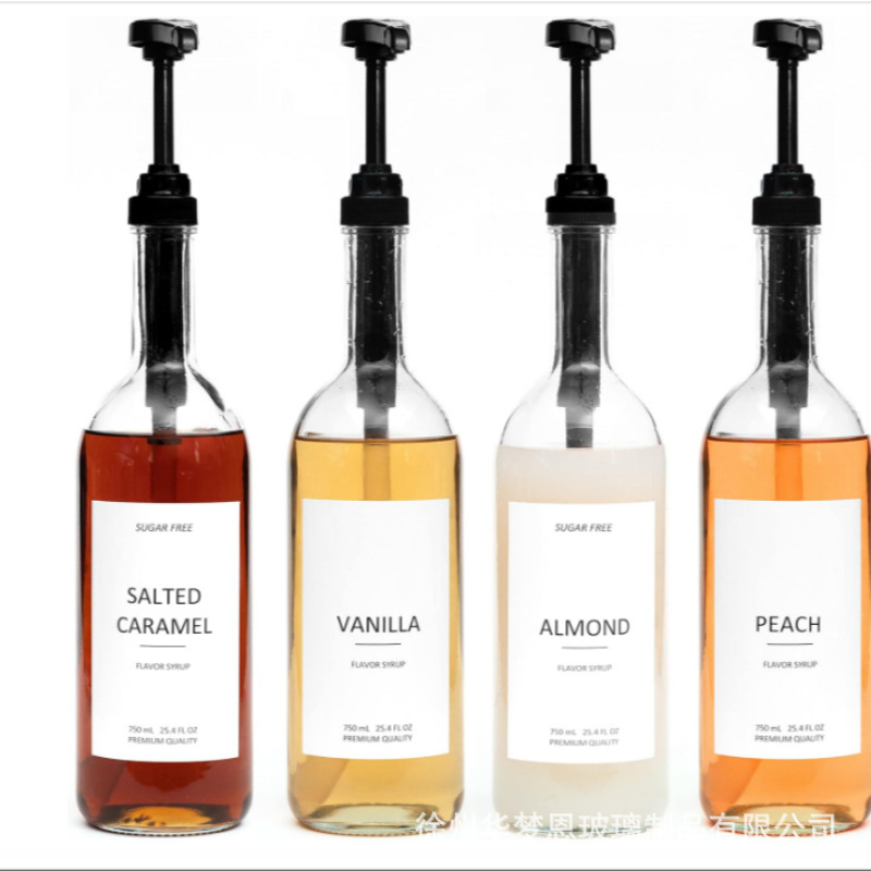 Amazon Long Press Pump Head Hand Sanitizer Bottle Mouthwash Bottle Syrup Bottled Coffee Bottled Transparent Bottle