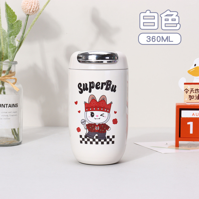 新しいレトロな光沢のあるコーヒー魔法瓶カップインステンレス鋼長期的な断熱インターネット有名人のカップル魔法瓶ウォーターカップ|undefined