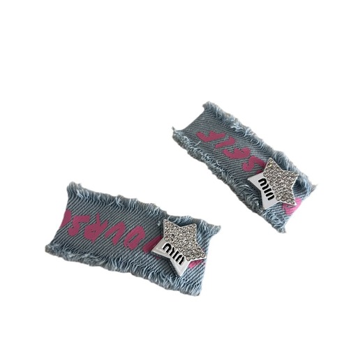 Autumn and winter y2k rhinestone star denim fabric hairpin female side bangs clip sweet cool hot girl bb clip hairpin headwear