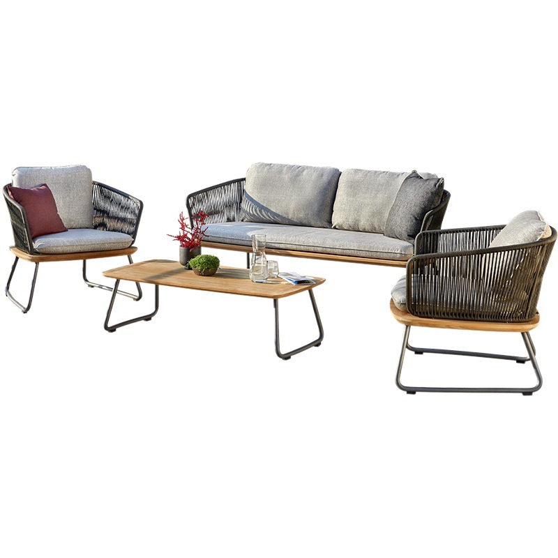 Conjunto de muebles de teca para exteriores, resistentes al sol y al agua, para patio, terraza, jardín, balcón, ideal para casas de huéspedes, hoteles y ocio, muebles de ratán.