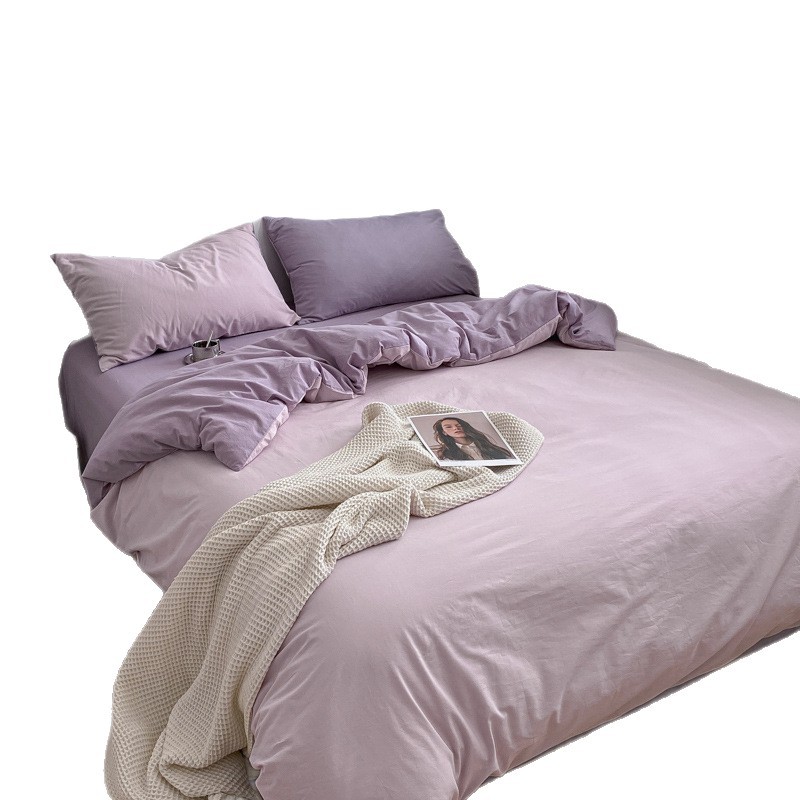 Nordic Style Cotton Bedding Set Four Piece Solid Colour Bedding_voghion.com