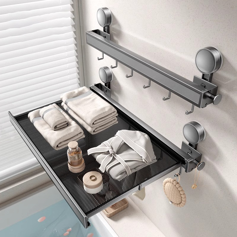 Suction cup folding clothes drying rack invisible retractable socks…