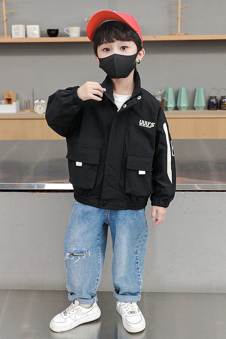 Sprint Suit 2023 Spring and Autumn New Children's Standing Neck Windbreaker Boys' Handsome Versatile_voghion.com