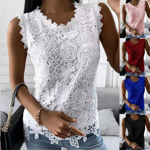 European and American cross-border independent Amazon Wish women's clothing  summer new top camisole lace shirt