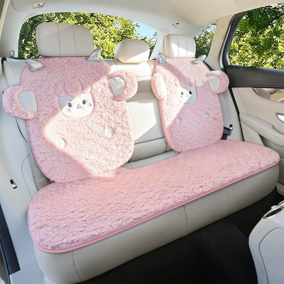 Wool pad | mat - sakura-pink-rear-three-seaterthick-lamb-wool-super-warm-non-slip-and-durable