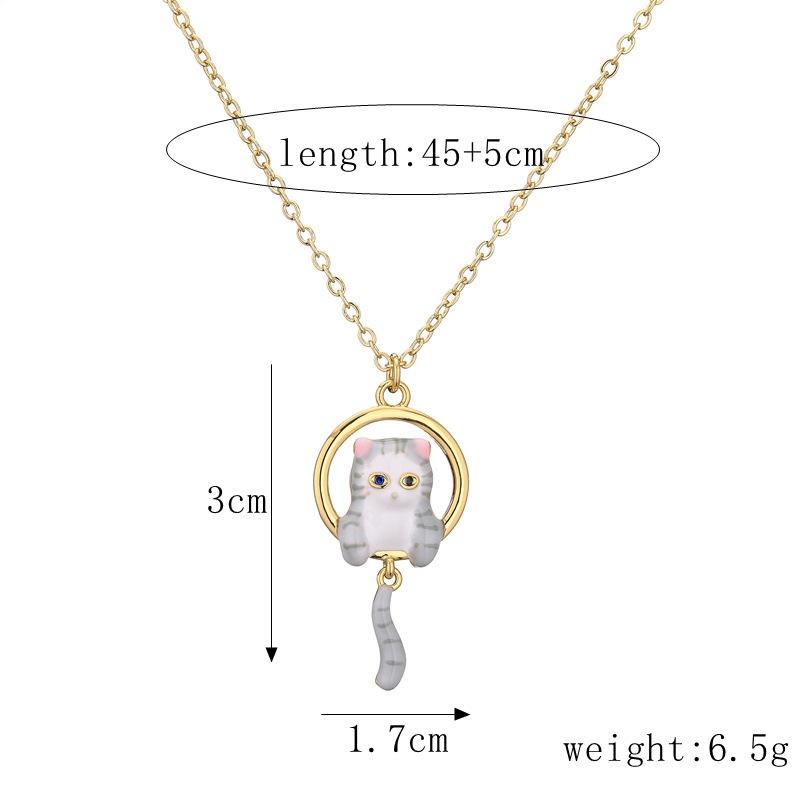 Cute Animal Copper Inlay Zircon Pendant Necklace 1 Piece
