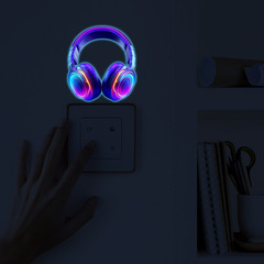 Wholesale Custom-Made Dreamy Headphones with Bedroom & Entrance Switch Stickers—Glow-in-the-Dark Wall Decals and Self-Adhesive Decorative Stickers for Your Home