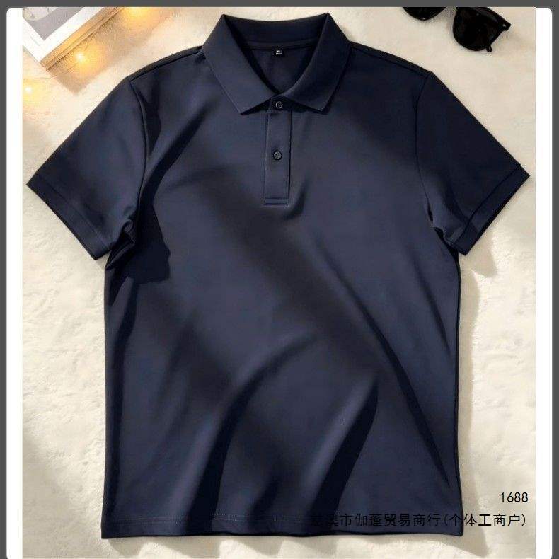 Men's Polo Shirt, Size 26, New Short-Sleeve, Summer, Collared Short-Sleeve Top, Casual Business Supplies, Dark Gray, White