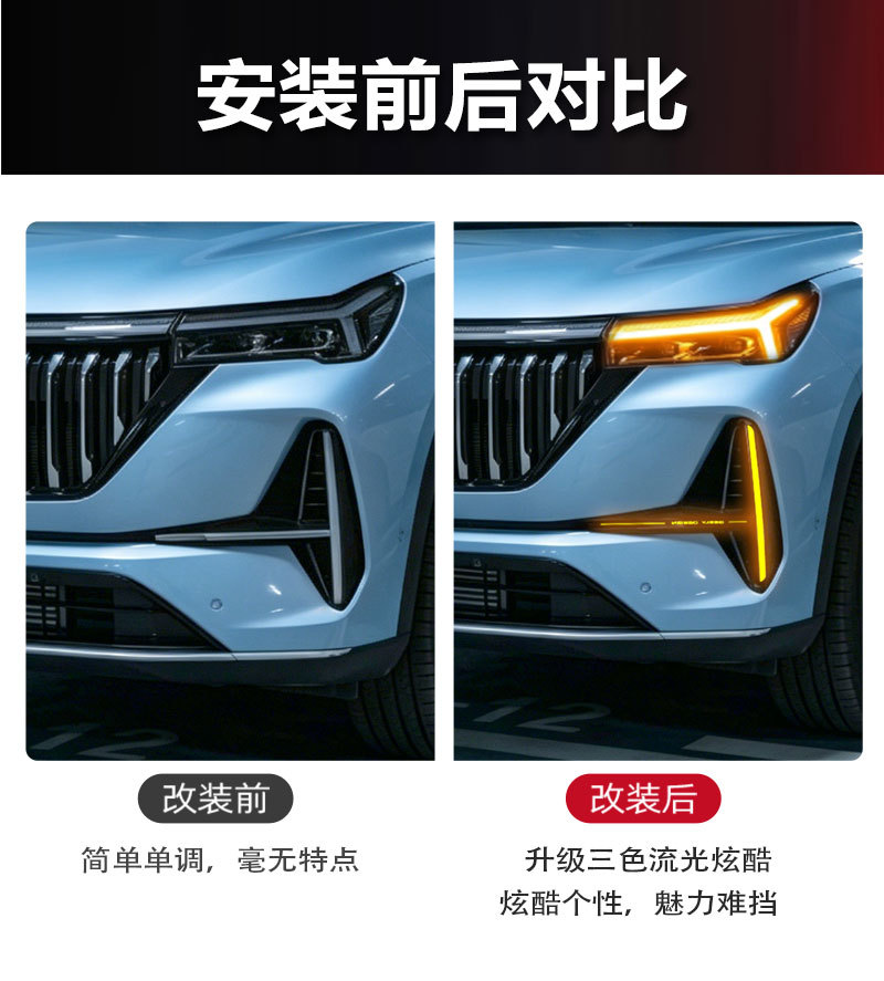 Suitable for 25-26 Geely Boyue L Daytime Running Lights Geely Atlas Pro Modified Led Daytime Running Lights