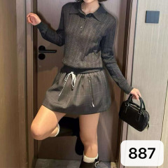 早秋新款麻花螺纹毛衣针织衫长袖气质高级感时尚polo衫女装上衣