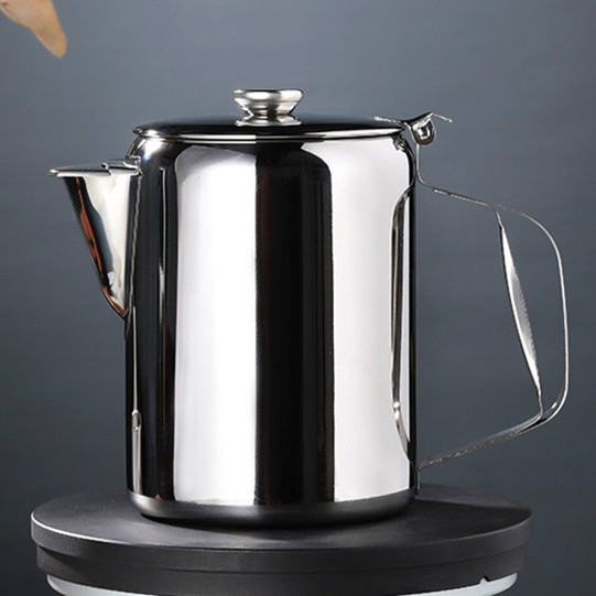 Peace of mind buy thickened stainless steel coffee pot oz pot with lid Garland Hong Kong style milk teapot large capacity LOGO lettering