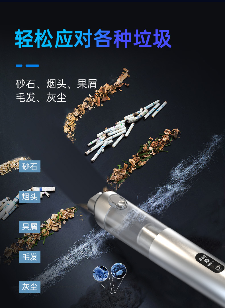 Car Wireless Vacuum Cleaner with 21000Kpa High Suction Power, Three-Speed Adjustment, Lighting, and Four-In-One Car Vacuum Cleaner