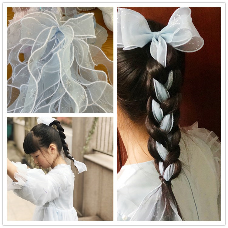 Silver Powder Snowflake Hedge Gauze South Korea New Jewelry Children's Strap Hairpin Material Little Princess Series