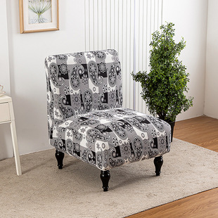 Amazon Stretch Printed Chair Cover Armless Small Single Sofa Cover Hotel Restaurant Short Back Fat Chair Cover