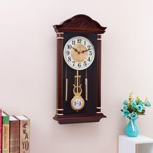 中式复古客厅静音挂钟表老式风水镇宅打点报时大号摆钟欧式石英钟