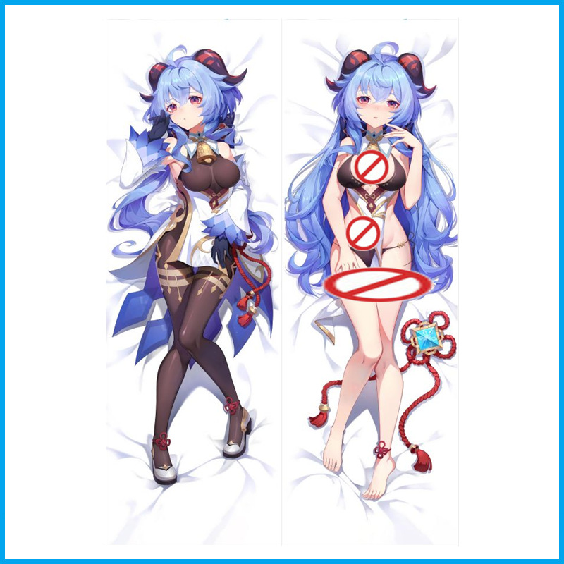 Capa de Almofada de Anime Genshin Impact Ganyu em Tamanho Real - Capa de Almofada Longa Personalizável em Estilo Cartoon