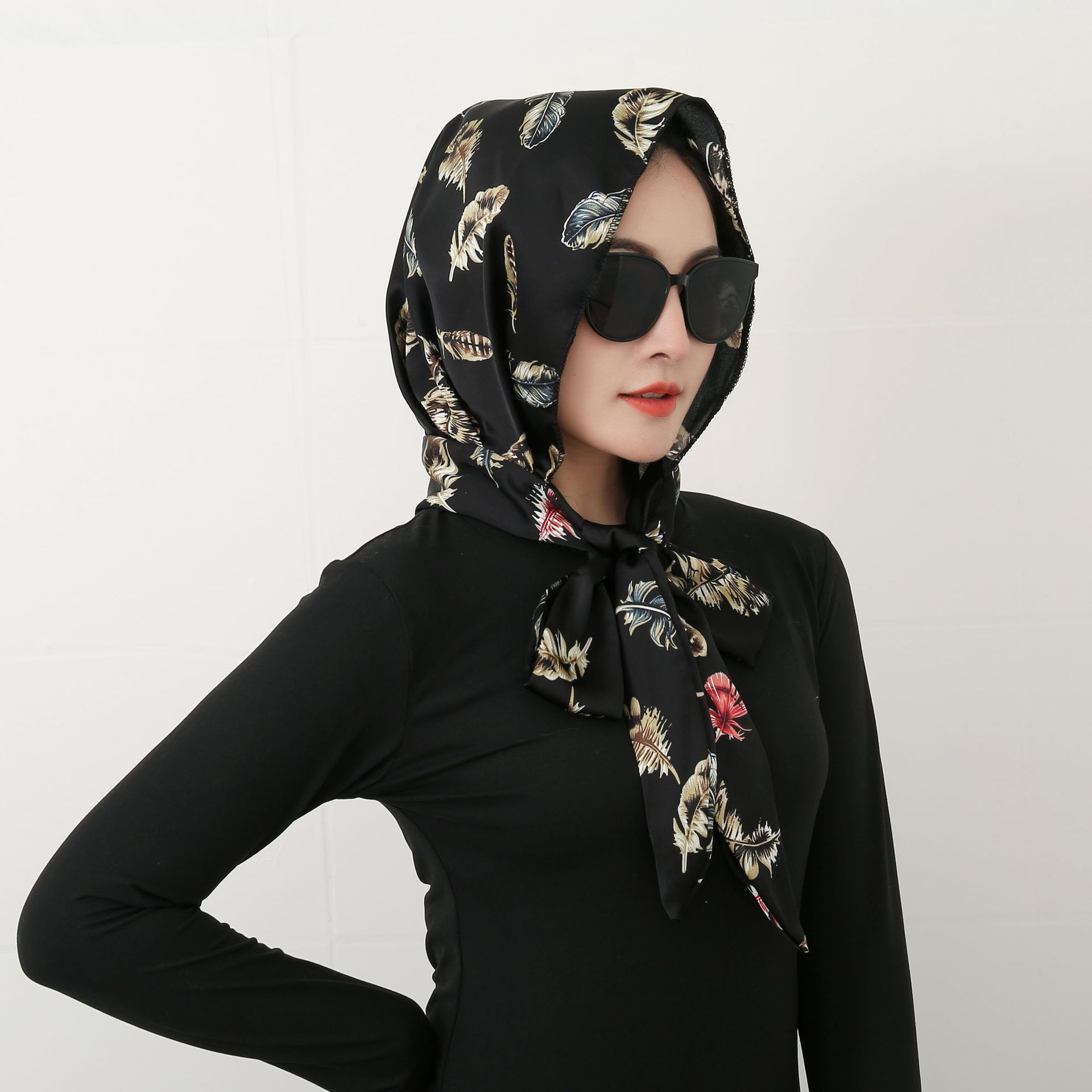 90g Weight Silk Scarf Classification Daily Occasion Satin Material Flower Pattern Summer, Spring Season Women's Gender Printing Design Elegant, Retro Style Women's Elegant Retro Flower Satin Printing Silk Scarf 6