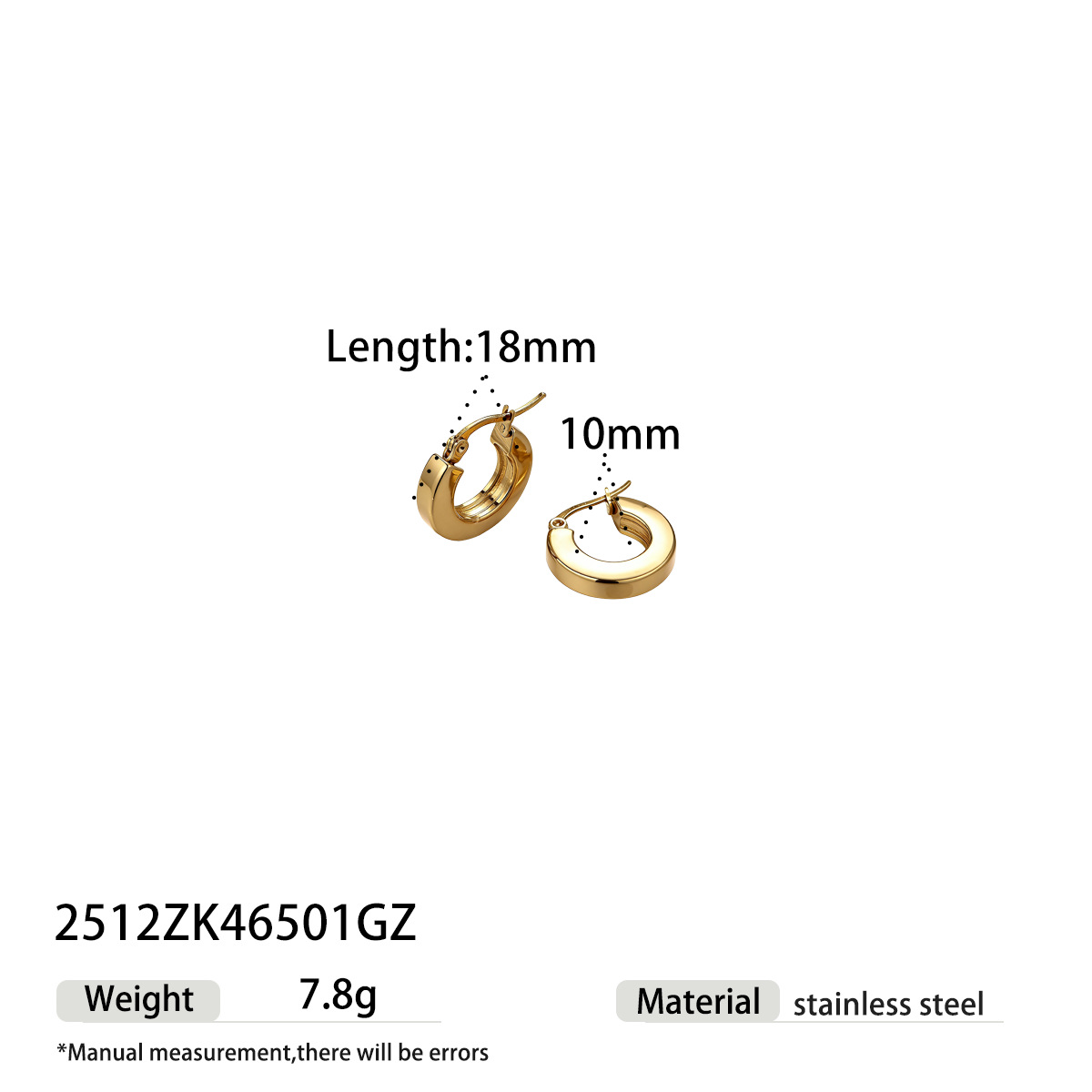 Taina europa y americana de acero inoxidable anillo de acero de titanio 18K diseño chapado en oro simple pernos de orejas joyerías transfronterizas venta caliente
