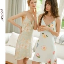 咪熙猫 夏季人棉  <font red=H>睡裙</font>女贡缎 花卉透气露背吊带连<font red=H>衣裙</font> 可甜可盐7