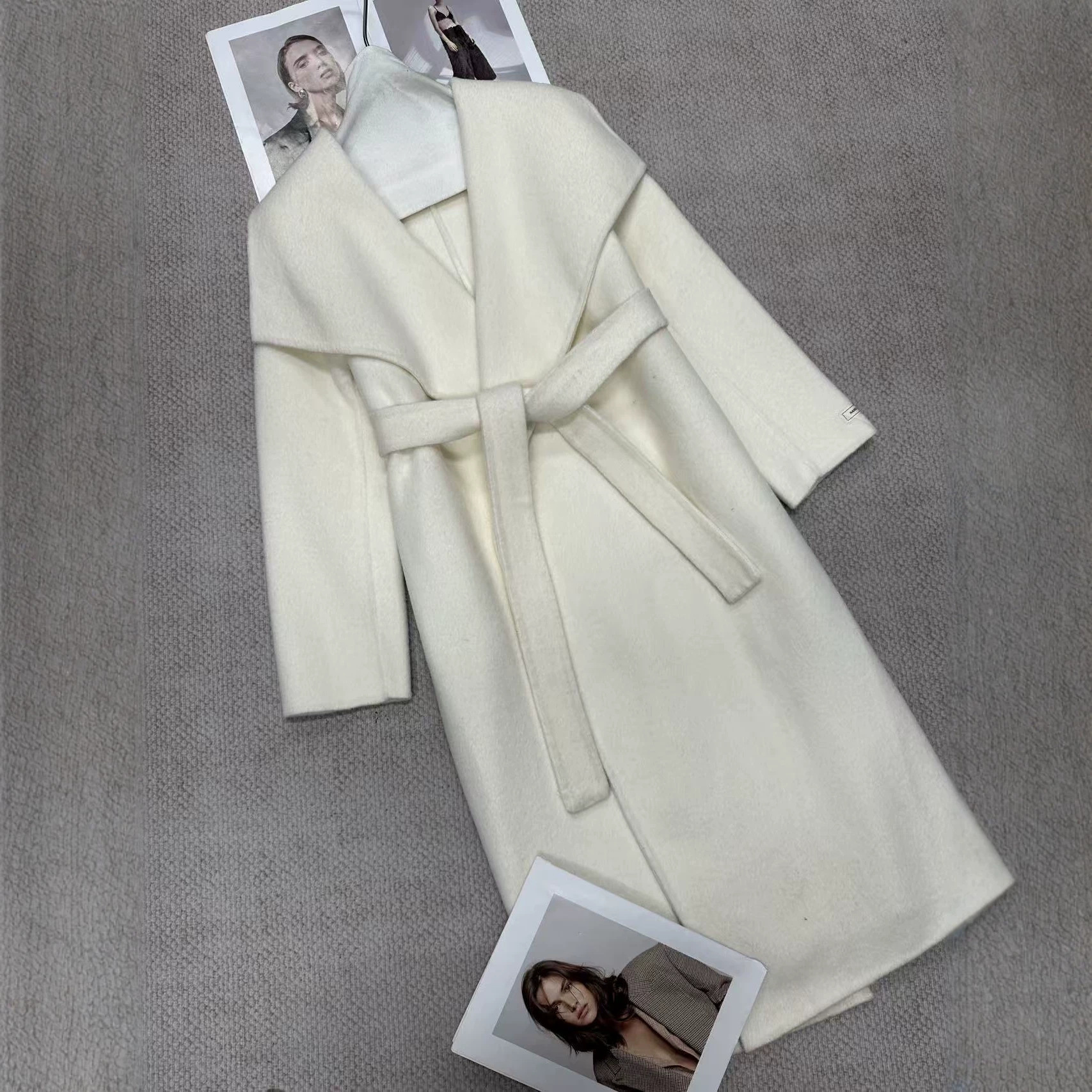 Shenzhen Nanyou 2026 Autumn/Winter New High-End Double-Sided Cashmere Long Elegant Stand Collar Wool Coat for Women