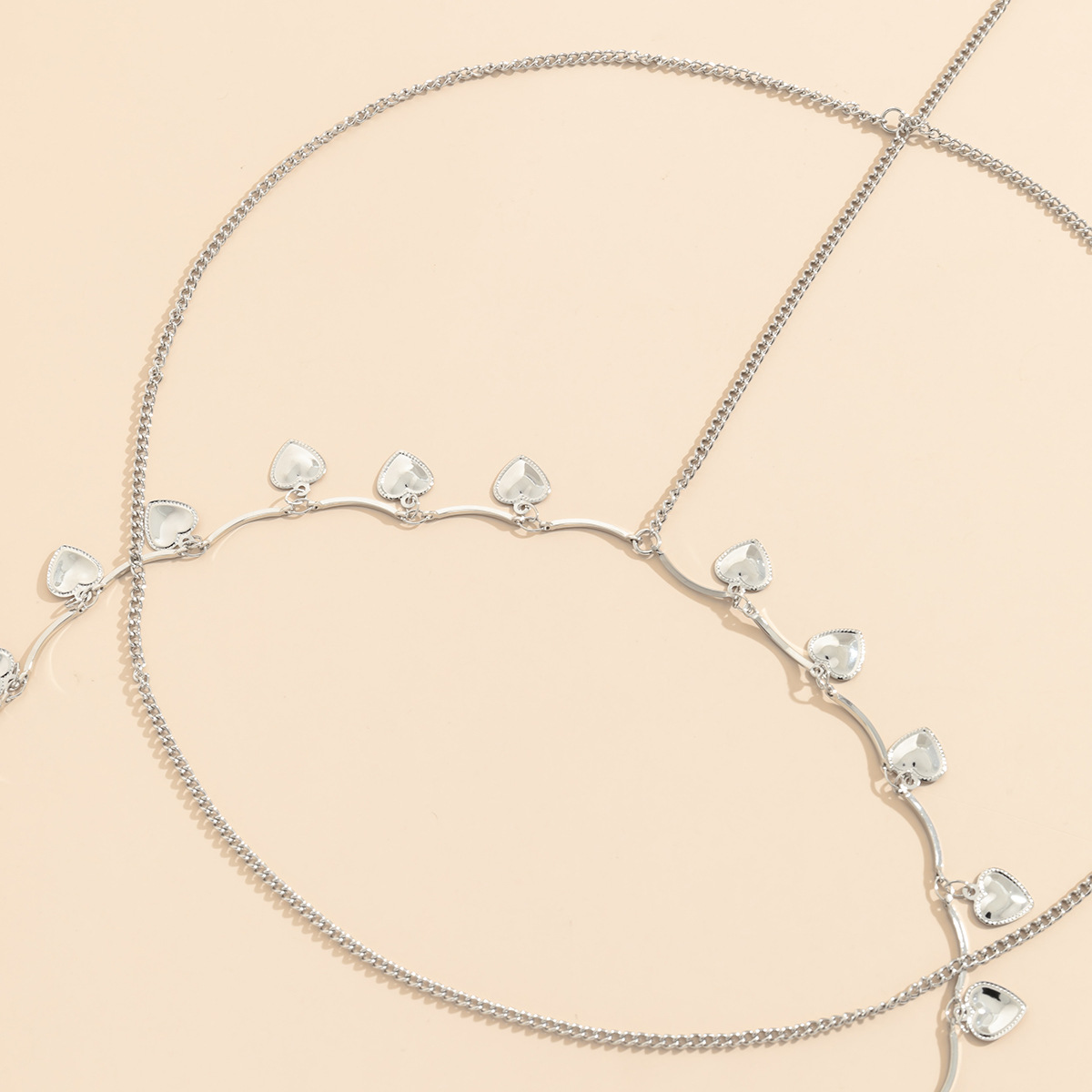 creative elastic geometric heart-shaped tassel alloy body chain