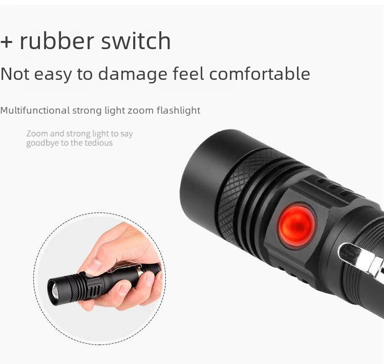 (2개) 다기능 LED 강한 빛 미니 손전등 USB 충전식 야외 조명 작은 손전등 자전거 조명