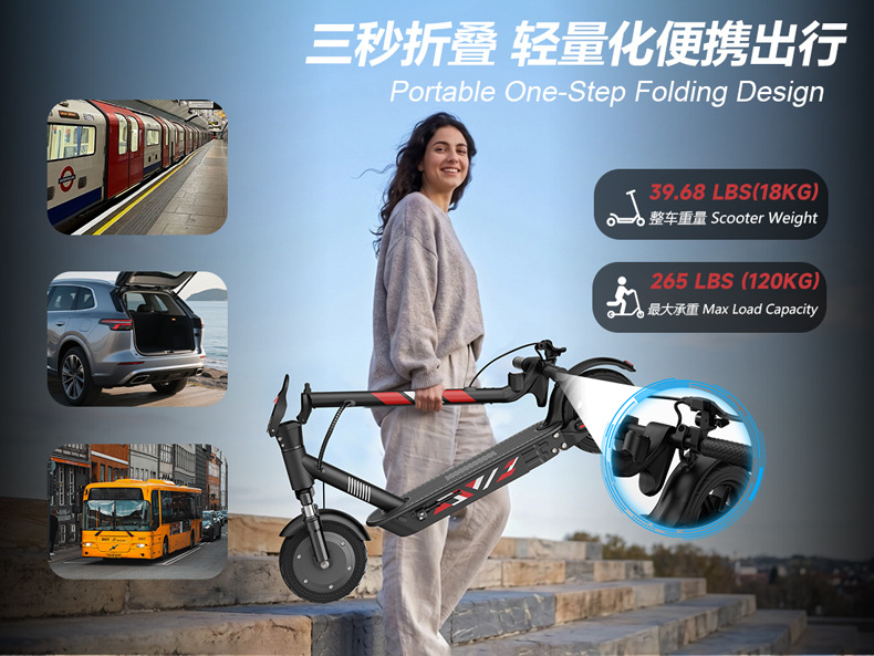 Overseas warehouse delivery of lightweight foldable electric scooters for adults, cross-border electric vehicles, long battery life, direct from the manufacturer