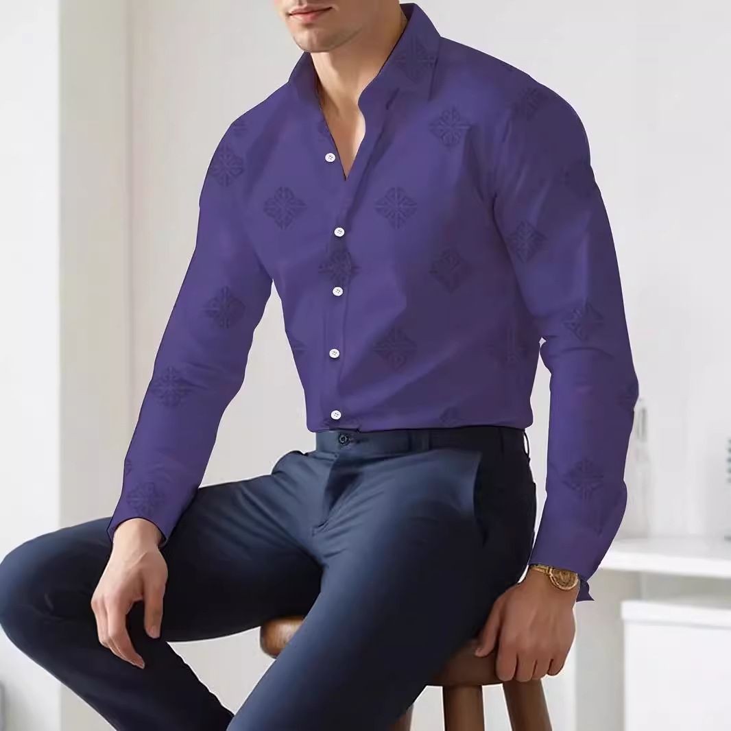 Hombre de alta calidad color sólido suelto 2024 nuevo estilo salvaje camisa de botones de manga larga blusa de otoño MB12
