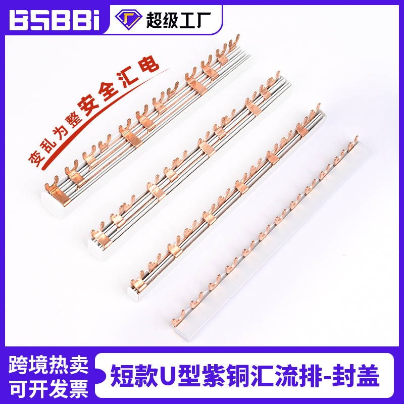 短款U型汇流排封闭12齿63A断流器配电箱断路器端子紫铜汇流排