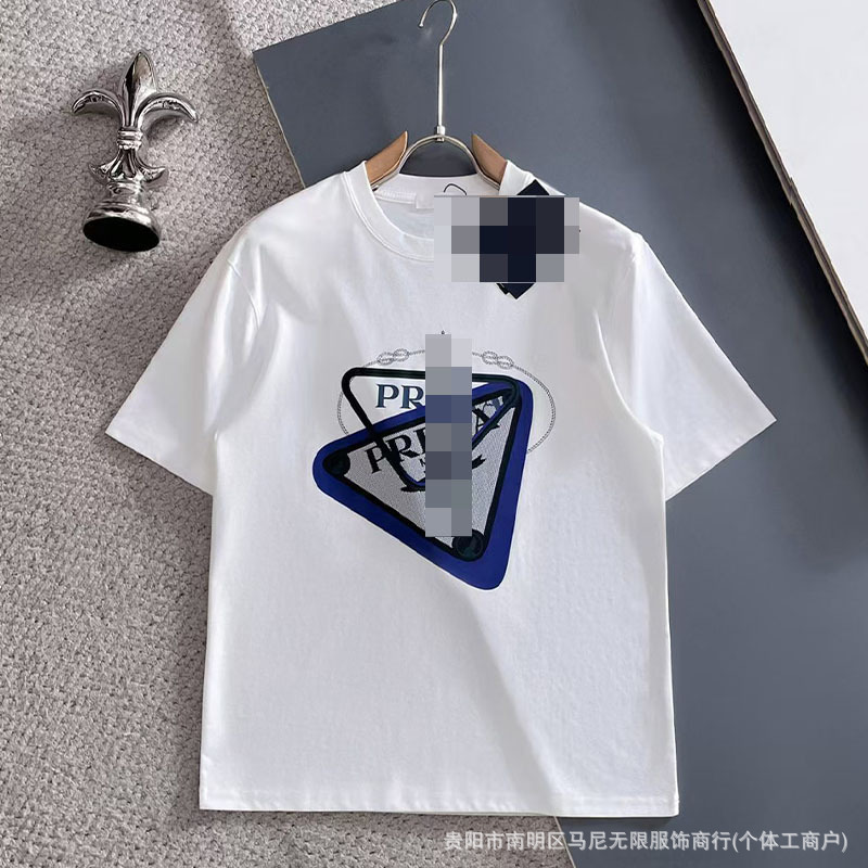 Cross-Border Foreign Trade Luxury High-Quality Printed Letter Short-Sleeve Trendy Brand Pujia Round-Neck Loose Triangle T-Shirt Cross-Border Foreign Trade Luxury High-Quality Printed Letter Short-Sleeve Trendy Brand Pujia Round-Neck Loose Triangle T-Shirt