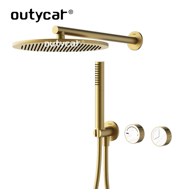 Cross-Border Factory Wall-Mounted Shower Head Set, Full Copper, Dual-Function, Concealed Installation, Household Shower Set Wholesale