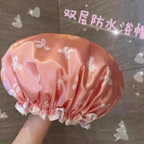 双层新款浴帽女生男士洗澡防水加厚发帽儿童用不湿头发大号沐浴帽|undefined