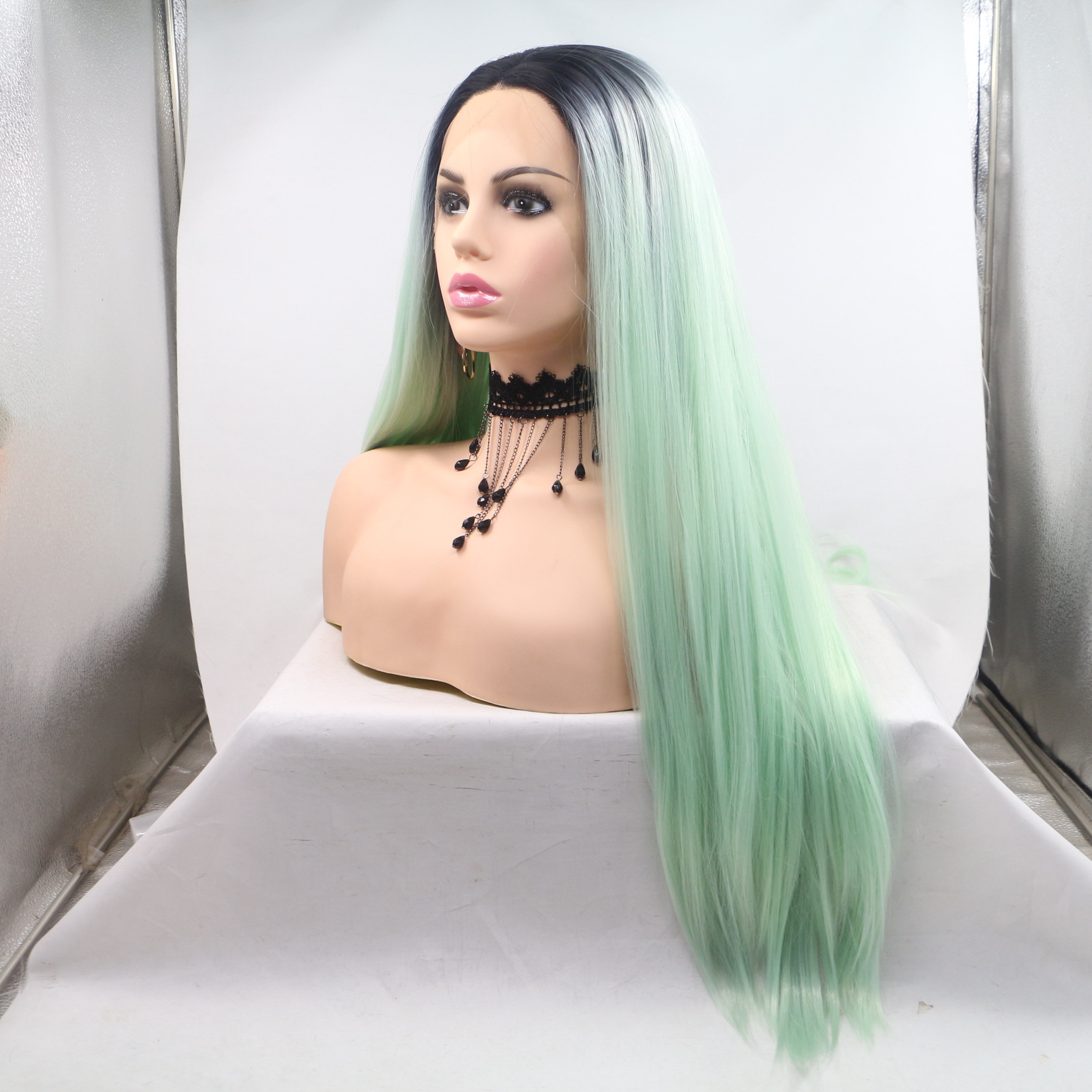 Peluca europea y americana NEWLOOK encaje pelo largo y liso nuevo estilo de moda