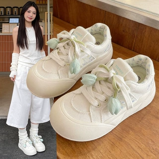 春夏季薄款透气板鞋女款2026新款厚底小白鞋一脚蹬面包鞋布鞋女鞋