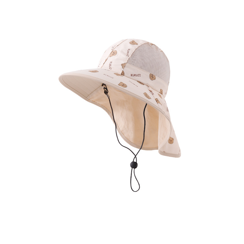 2-5 Sombrero infantil primavera y otoño delgado bebé sombrero de verano sombrero de secado rápido sombrero de protección solar sombrero de pañuelo sombrero bebé oso